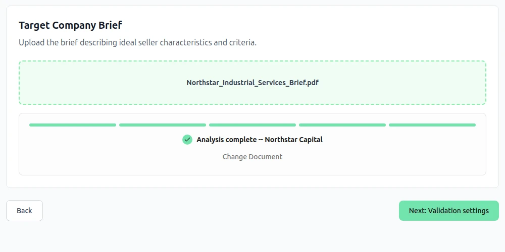 Acquisition brief uploaded and analysis complete