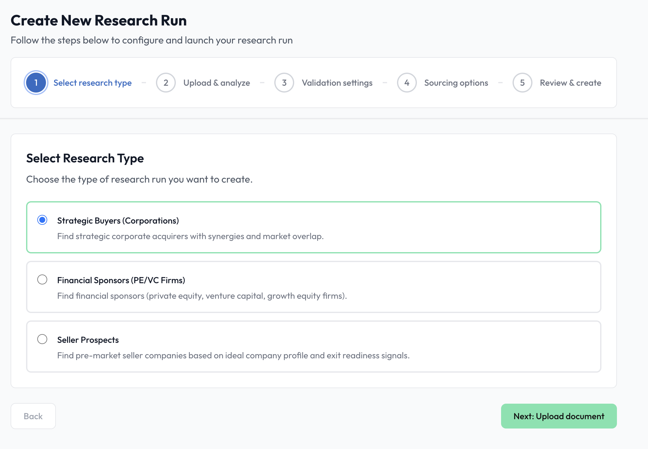 Upload & Strategy Selection